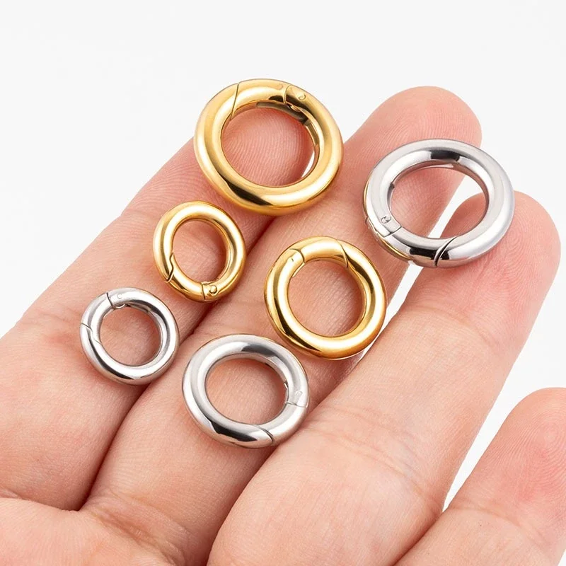 Polished Stainless Steel O Ring Spring Clasps Waterproof